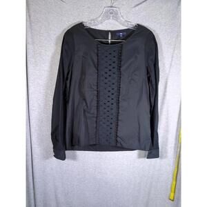 Gap Blouse Womens Small Black Minimalist Bohemian Feminine Romantic Semi Sheer‎